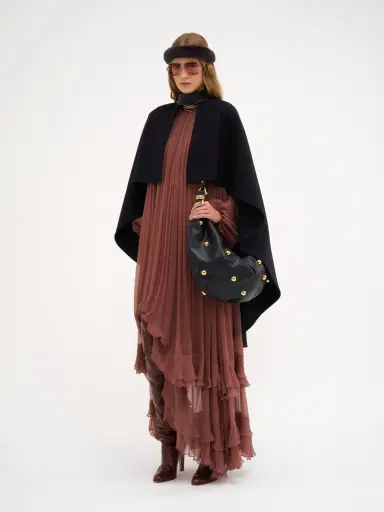 Chloé Gathered long dress in silk mousseline | Thumbnail 3 Chloé Gathered long dress in silk mousseline | Thumbnail 3