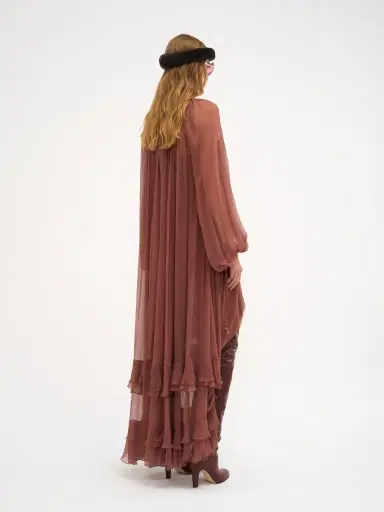 Chloé Gathered long dress in silk mousseline | Thumbnail 5 Chloé Gathered long dress in silk mousseline | Thumbnail 5