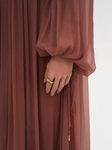 Chloé Gathered long dress in silk mousseline | Thumbnail 7 Chloé Gathered long dress in silk mousseline | Thumbnail 7
