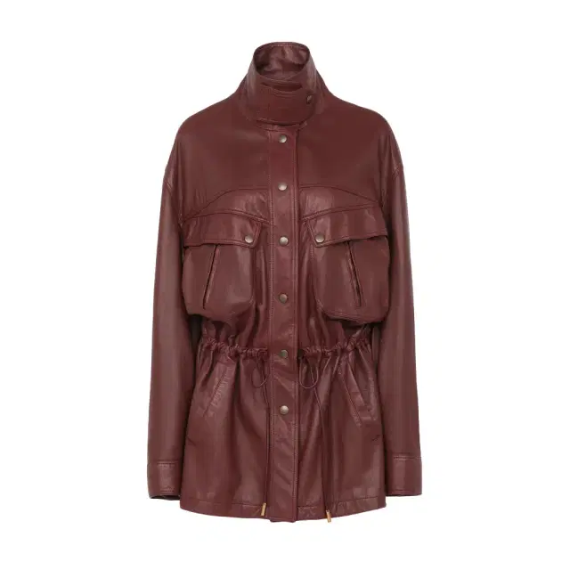 High-neck parka in leather High-neck parka in leather