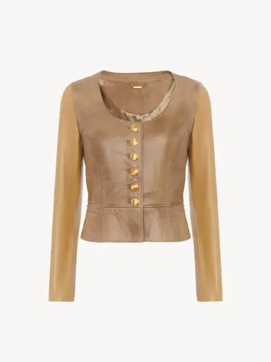 Chloé Scoop-neck cinched jacket in leather | Thumbnail 2 Chloé Scoop-neck cinched jacket in leather | Thumbnail 2