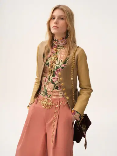 Chloé Scoop-neck cinched jacket in leather | Thumbnail 4 Chloé Scoop-neck cinched jacket in leather | Thumbnail 4