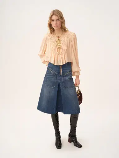 Chloé Knee-length skirt in denim | Thumbnail 3 Chloé Knee-length skirt in denim | Thumbnail 3