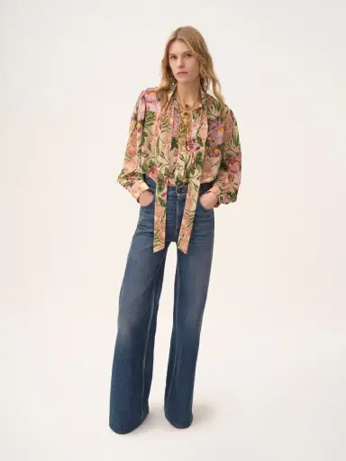 Chloé Maxi gathered lavallière blouse in crêpe de chine | Thumbnail 3 Chloé Maxi gathered lavallière blouse in crêpe de chine | Thumbnail 3