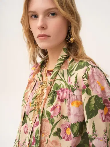 Chloé Maxi gathered lavallière blouse in crêpe de chine | Thumbnail 7 Chloé Maxi gathered lavallière blouse in crêpe de chine | Thumbnail 7