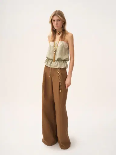 Chloé Drawstring camisole top in silk jacquard & lace | Thumbnail 3 Chloé Drawstring camisole top in silk jacquard & lace | Thumbnail 3