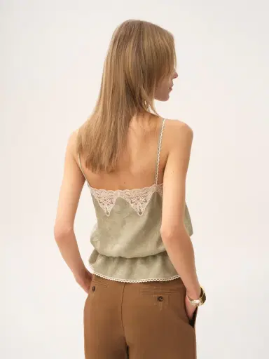 Chloé Drawstring camisole top in silk jacquard & lace | Thumbnail 5 Chloé Drawstring camisole top in silk jacquard & lace | Thumbnail 5