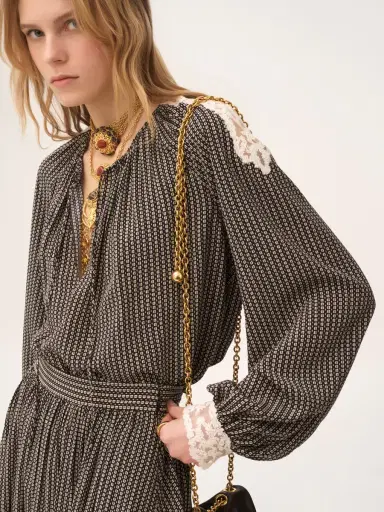 Chloé Open-neck top in crêpe de chine & lace | Thumbnail 7 Chloé Open-neck top in crêpe de chine & lace | Thumbnail 7