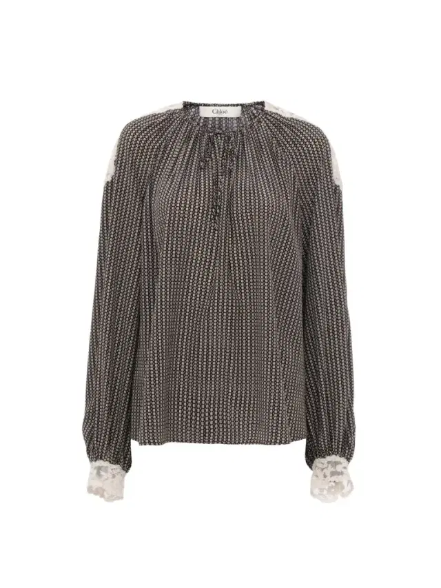 Open-neck top in crêpe de chine & lace Open-neck top in crêpe de chine & lace