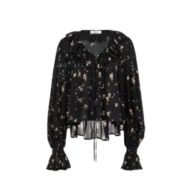 Chloé Maxi gathered ruffle top in silk charmeuse | Thumbnail 1 Chloé Maxi gathered ruffle top in silk charmeuse | Thumbnail 1