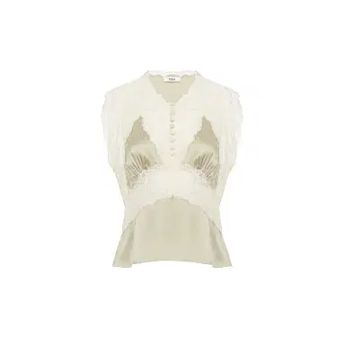 Chloé V-neck top in silk satin & lace | Thumbnail 1 Chloé V-neck top in silk satin & lace | Thumbnail 1