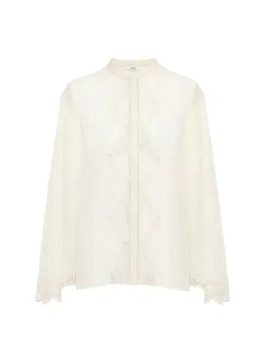 Chloé Fluid blouse in silk georgette & lace | Thumbnail 2 Chloé Fluid blouse in silk georgette & lace | Thumbnail 2