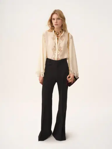 Chloé Fluid blouse in silk georgette & lace | Thumbnail 3 Chloé Fluid blouse in silk georgette & lace | Thumbnail 3