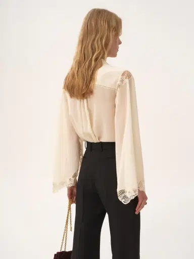 Chloé Fluid blouse in silk georgette & lace | Thumbnail 5 Chloé Fluid blouse in silk georgette & lace | Thumbnail 5