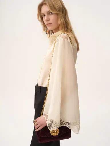 Chloé Fluid blouse in silk georgette & lace | Thumbnail 6 Chloé Fluid blouse in silk georgette & lace | Thumbnail 6