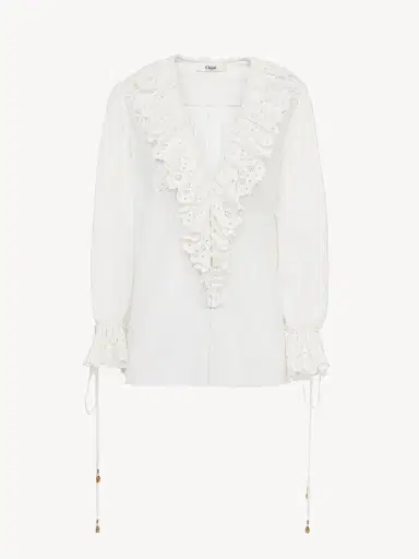 Chloé Puff-sleeve V-neck top in cotton voile | Thumbnail 2 Chloé Puff-sleeve V-neck top in cotton voile | Thumbnail 2