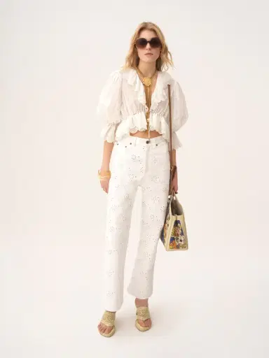 Chloé V-neck ruffle top in cotton voile | Thumbnail 3 Chloé V-neck ruffle top in cotton voile | Thumbnail 3