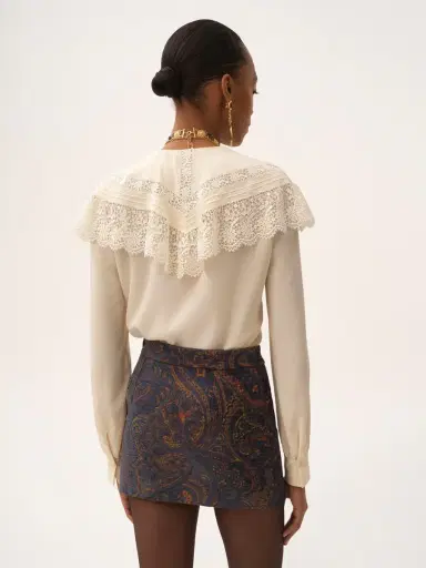 Chloé Gathered blouse in crêpe de chine & lace | Thumbnail 5 Chloé Gathered blouse in crêpe de chine & lace | Thumbnail 5