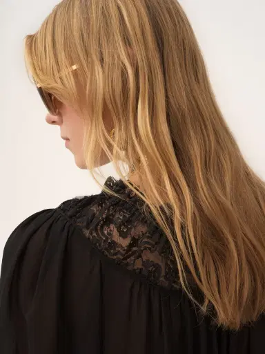 Chloé Scoop-neck cropped top in silk georgette & lace | Thumbnail 7 Chloé Scoop-neck cropped top in silk georgette & lace | Thumbnail 7