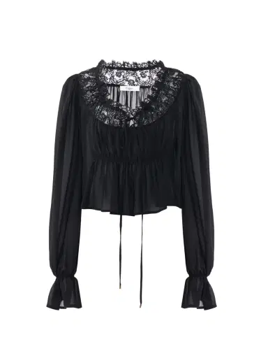 Chloé Scoop-neck cropped top in silk georgette & lace | Thumbnail 1 Chloé Scoop-neck cropped top in silk georgette & lace | Thumbnail 1