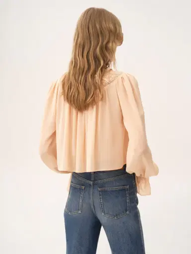 Chloé Scoop-neck cropped top in silk georgette & lace | Thumbnail 5 Chloé Scoop-neck cropped top in silk georgette & lace | Thumbnail 5
