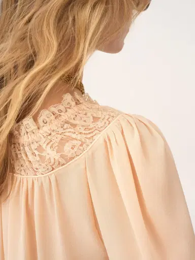 Chloé Scoop-neck cropped top in silk georgette & lace | Thumbnail 7 Chloé Scoop-neck cropped top in silk georgette & lace | Thumbnail 7