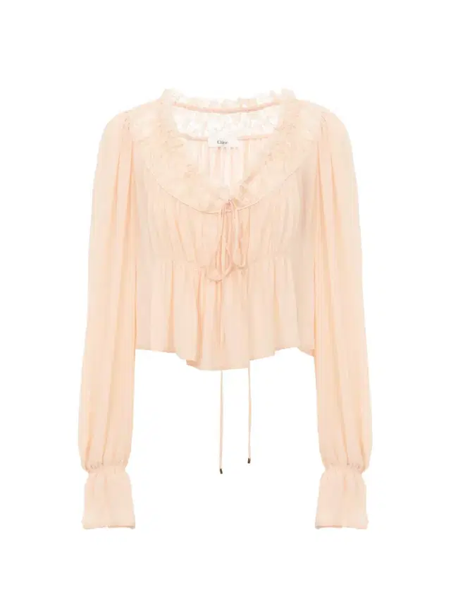 Scoop-neck cropped top in silk georgette & lace Scoop-neck cropped top in silk georgette & lace