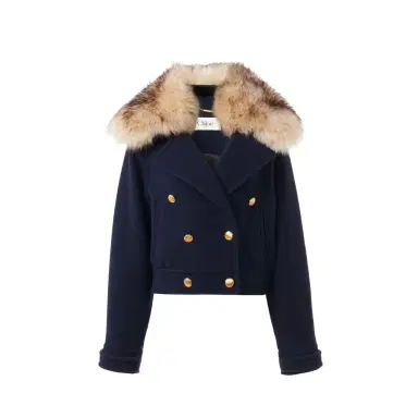 Chloé Short boxy double-breasted coat in wool | Thumbnail 1 Chloé Short boxy double-breasted coat in wool | Thumbnail 1