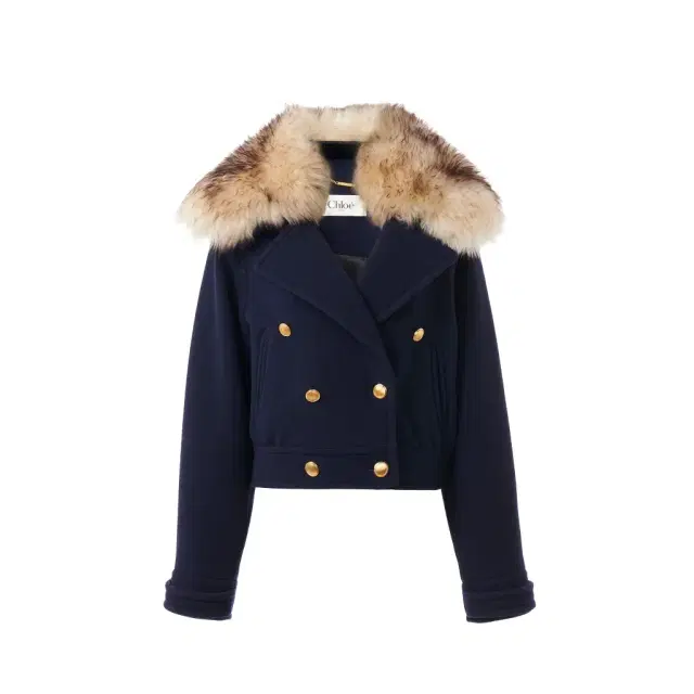Short boxy double-breasted coat in wool Short boxy double-breasted coat in wool