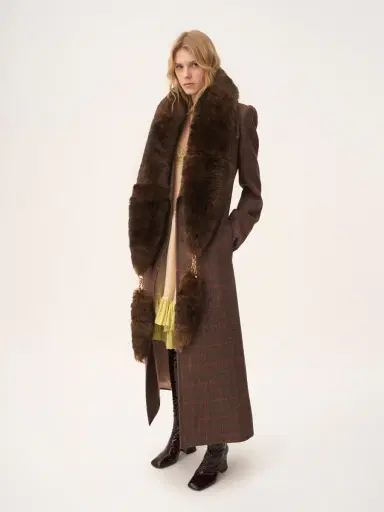 Chloé Long double-breasted coat in check wool | Thumbnail 3 Chloé Long double-breasted coat in check wool | Thumbnail 3