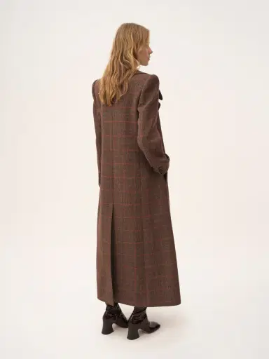 Chloé Long double-breasted coat in check wool | Thumbnail 5 Chloé Long double-breasted coat in check wool | Thumbnail 5