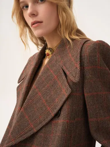 Chloé Long double-breasted coat in check wool | Thumbnail 6 Chloé Long double-breasted coat in check wool | Thumbnail 6