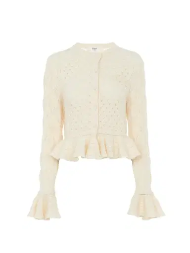 Chloé Ruffled logo cardigan in a silk, alpaca & cotton knit | Thumbnail 2 Chloé Ruffled logo cardigan in a silk, alpaca & cotton knit | Thumbnail 2