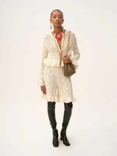 Chloé Ruffled logo cardigan in a silk, alpaca & cotton knit | Thumbnail 3 Chloé Ruffled logo cardigan in a silk, alpaca & cotton knit | Thumbnail 3