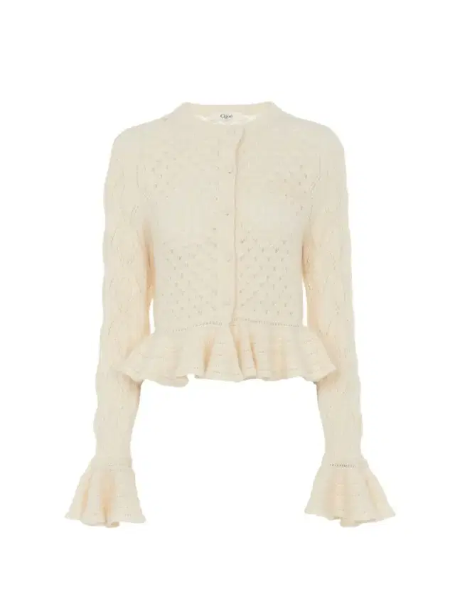 Ruffled logo cardigan in a silk, alpaca & cotton knit Ruffled logo cardigan in a silk, alpaca & cotton knit