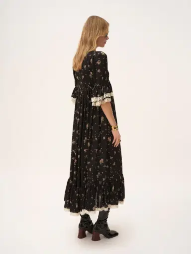 Chloé Scoop-neck midi dress in silk charmeuse & lace | Thumbnail 4 Chloé Scoop-neck midi dress in silk charmeuse & lace | Thumbnail 4