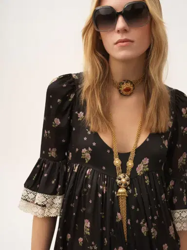 Chloé Scoop-neck midi dress in silk charmeuse & lace | Thumbnail 5 Chloé Scoop-neck midi dress in silk charmeuse & lace | Thumbnail 5