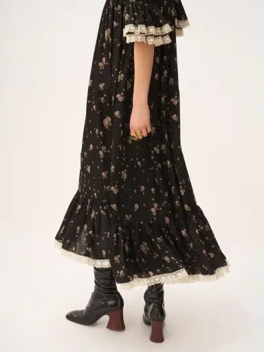 Chloé Scoop-neck midi dress in silk charmeuse & lace | Thumbnail 6 Chloé Scoop-neck midi dress in silk charmeuse & lace | Thumbnail 6