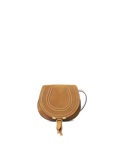 Chloé Small Marcie saddle bag in suede leather | Thumbnail 1 Chloé Small Marcie saddle bag in suede leather | Thumbnail 1
