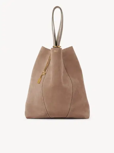 Chloé Large Chloé Spin tote bag in suede leather | Thumbnail 3 Chloé Large Chloé Spin tote bag in suede leather | Thumbnail 3
