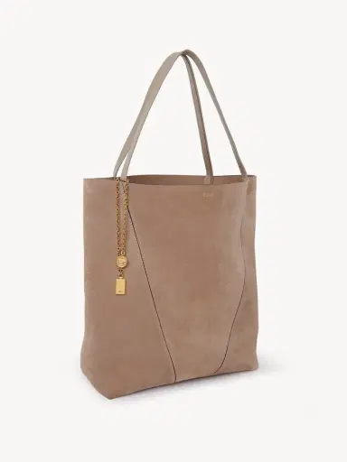 Chloé Large Chloé Spin tote bag in suede leather | Thumbnail 6 Chloé Large Chloé Spin tote bag in suede leather | Thumbnail 6