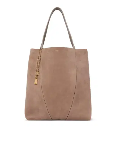 Chloé Large Chloé Spin tote bag in suede leather | Thumbnail 1 Chloé Large Chloé Spin tote bag in suede leather | Thumbnail 1