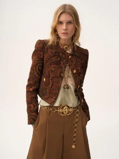 Chloé Boxy collarless jacket in tapestry jacquard | Thumbnail 4 Chloé Boxy collarless jacket in tapestry jacquard | Thumbnail 4