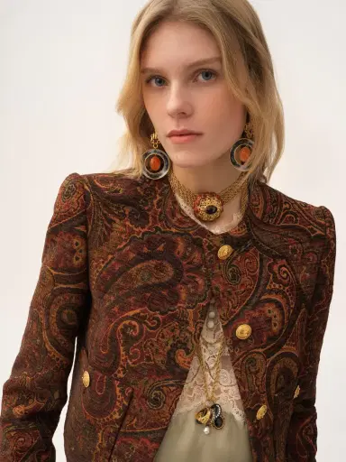 Chloé Boxy collarless jacket in tapestry jacquard | Thumbnail 6 Chloé Boxy collarless jacket in tapestry jacquard | Thumbnail 6