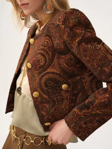 Chloé Boxy collarless jacket in tapestry jacquard | Thumbnail 7 Chloé Boxy collarless jacket in tapestry jacquard | Thumbnail 7