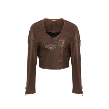 Chloé Cropped scoop-neck jacket in leather | Thumbnail 1 Chloé Cropped scoop-neck jacket in leather | Thumbnail 1