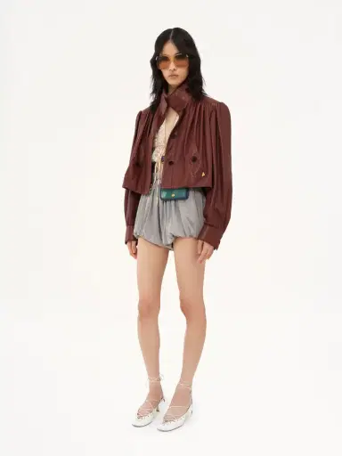 Chloé Gathered boule jacket in leather | Thumbnail 3 Chloé Gathered boule jacket in leather | Thumbnail 3