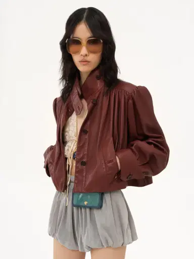 Chloé Gathered boule jacket in leather | Thumbnail 4 Chloé Gathered boule jacket in leather | Thumbnail 4