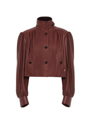 Chloé Gathered boule jacket in leather | Thumbnail 1 Chloé Gathered boule jacket in leather | Thumbnail 1