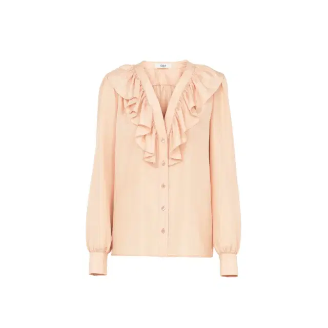 V-neck ruffled blouse in silk habotai V-neck ruffled blouse in silk habotai